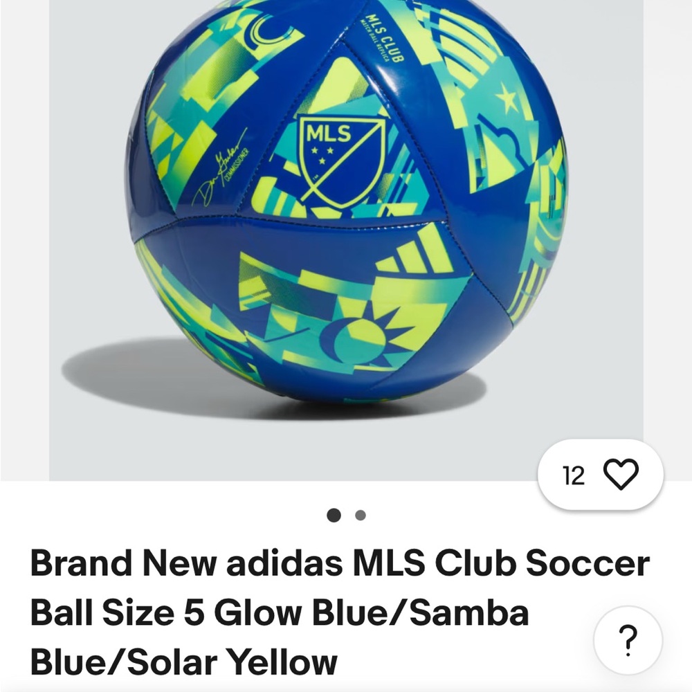 Adidas Blue and Yellow MLS Soccer Ball - Picture 2 of 4